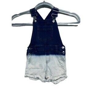 7 For All Mankind Raw Hem Two Tone Shortalls Overalls Criss Cross Back 18 Months